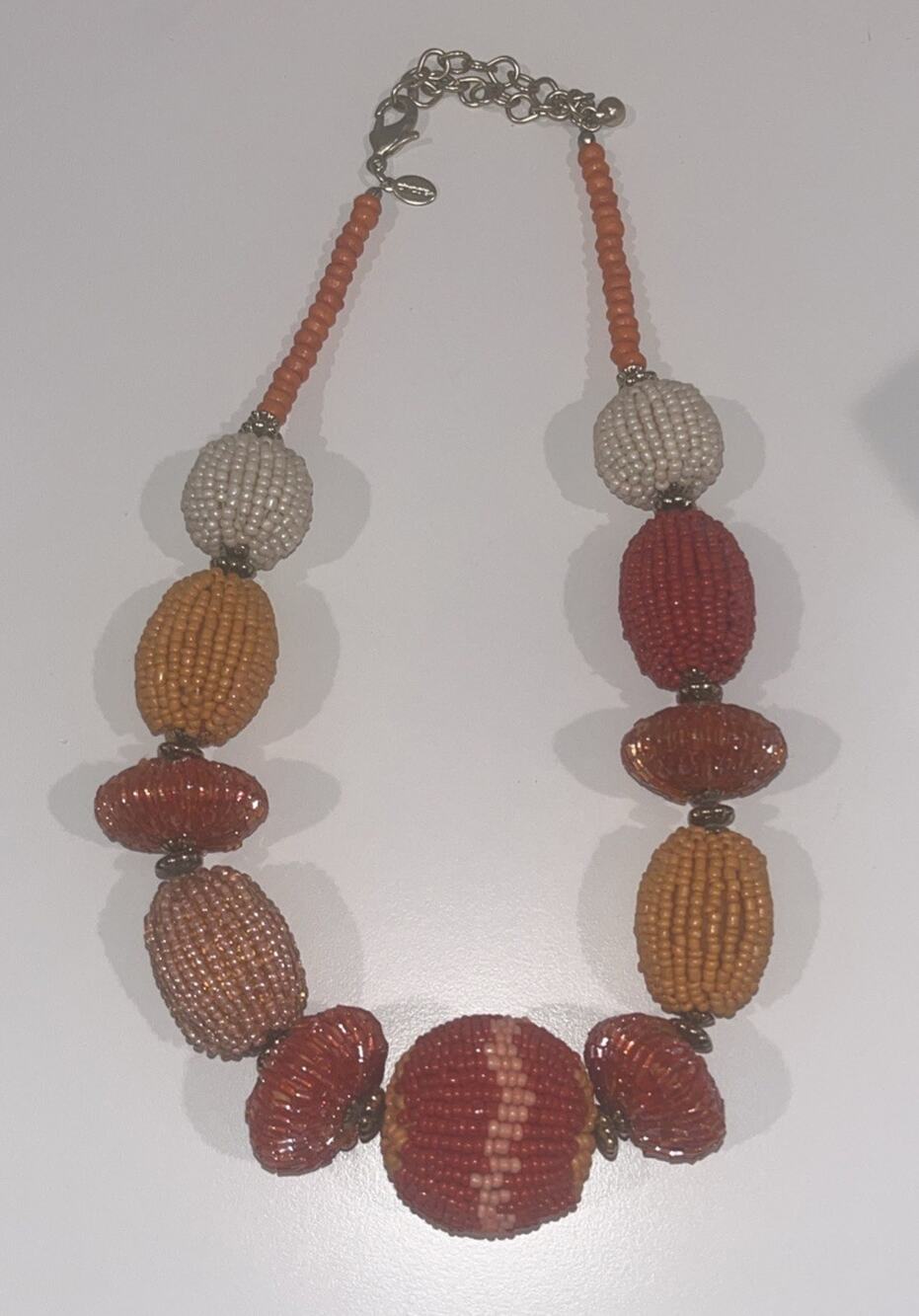 Chico's Orange Beaded Bold Adjustable Necklace 18" to 22"